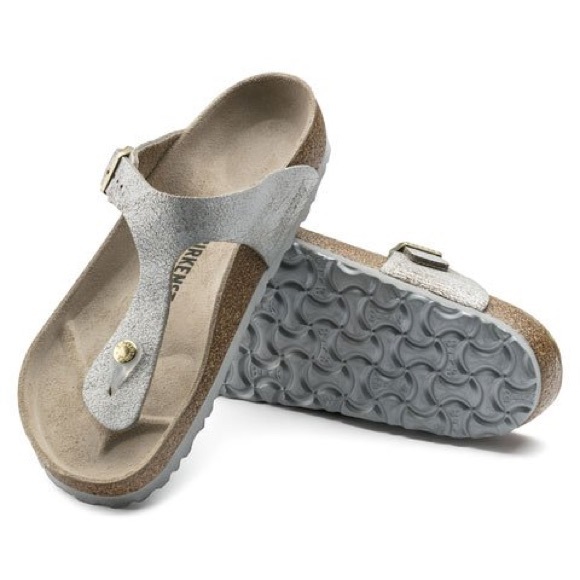 birkenstock gizeh washed metallic blue silver
